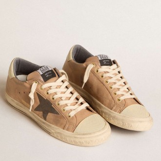 Golden Goose Super-Star Sneakers In Beige Nubuck With Black Printed Star And Leather Heel Tab GMF00756.F005875.15365