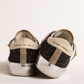 Golden Goose Super-Star Sneakers In Black Glitter With Cream Star And Suede Inserts GWF00587.F004683.90401