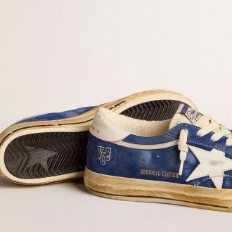 Golden Goose Super-Star Sneakers In Blue Suede With White Leather Star And Heel Tab GMF00758.F005907.50857