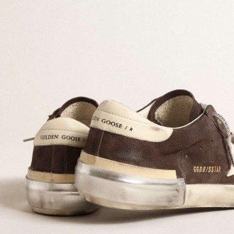 Golden Goose Super-Star Sneakers In Gray Suede With Ecru Nappa Star And Heel Tab GMF00364.F004563.60435