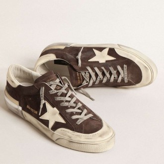 Golden Goose Super-Star Sneakers In Gray Suede With Ecru Nappa Star And Heel Tab GMF00364.F004563.60435