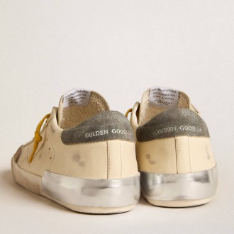 Golden Goose Super-Star Sneakers In Leather With Perforated Star And Gray Suede Heel Tab GMF00172.F006024.15606