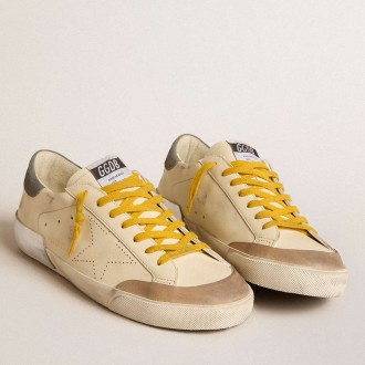 Golden Goose Super-Star Sneakers In Leather With Perforated Star And Gray Suede Heel Tab GMF00172.F006024.15606