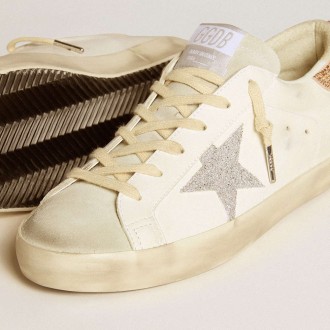 Golden Goose Super-Star Sneakers In Leather With Swarovski Crystal Star And Heel Tab GWF00102.F006519.12111