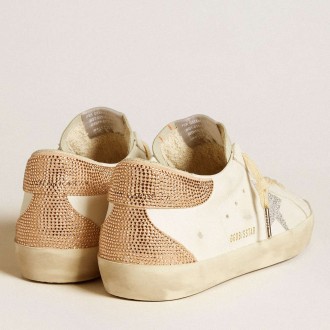 Golden Goose Super-Star Sneakers In Leather With Swarovski Crystal Star And Heel Tab GWF00102.F006519.12111