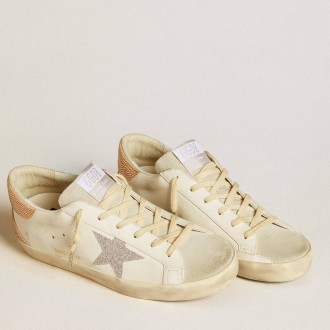 Golden Goose Super-Star Sneakers In Leather With Swarovski Crystal Star And Heel Tab GWF00102.F006519.12111