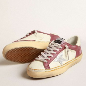 Golden Goose Super-Star Sneakers In Nappa Leather With Burgundy Inserts And Silver Star GMF00374.F004080.82147