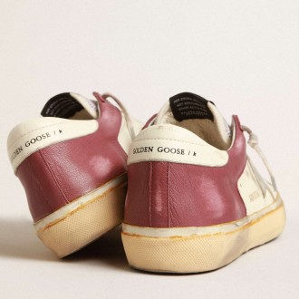 Golden Goose Super-Star Sneakers In Nappa Leather With Burgundy Inserts And Silver Star GMF00374.F004080.82147