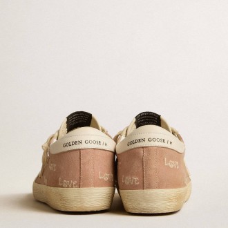 Golden Goose Super-Star Sneakers In Powder-pink Suede With Cream Leather Star GWF00101.F005272.25703