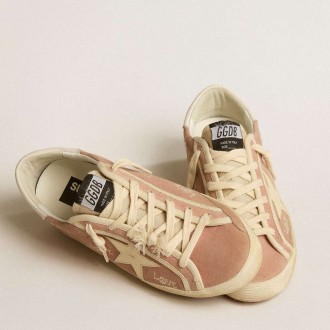 Golden Goose Super-Star Sneakers In Powder-pink Suede With Cream Leather Star GWF00101.F005272.25703