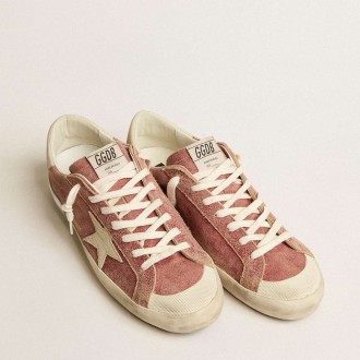 Golden Goose Super-Star Sneakers In Red Leather With Cream Nubuck Star And Heel Tab GMF00659.F005190.40474