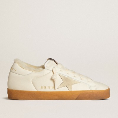 Golden Goose Super-Star Sneakers In White Nappa With Suede Star And Shearling Lining GWF00828.F006572.10100