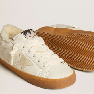 Golden Goose Super-Star Sneakers In White Nappa With Suede Star And Shearling Lining GWF00828.F006572.10100