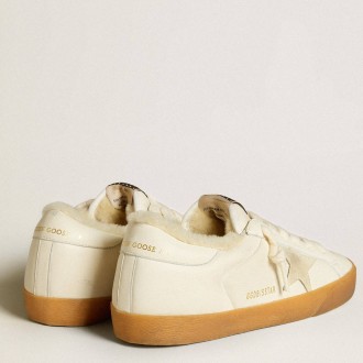 Golden Goose Super-Star Sneakers In White Nappa With Suede Star And Shearling Lining GWF00828.F006572.10100