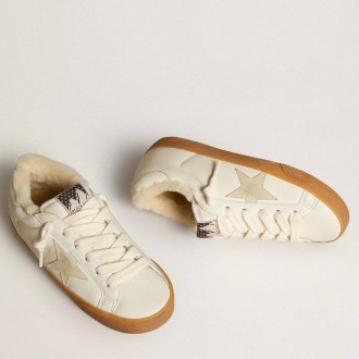 Golden Goose Super-Star Sneakers In White Nappa With Suede Star And Shearling Lining GWF00828.F006572.10100