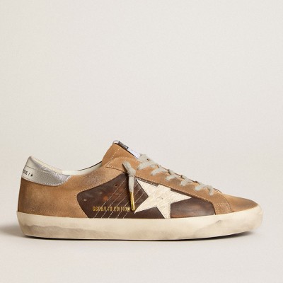 Golden Goose Super-Star Sneakers LTD In Brown Leather And Tobacco Suede With White Star GMF00665.F006001.55601