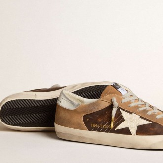 Golden Goose Super-Star Sneakers LTD In Brown Leather And Tobacco Suede With White Star GMF00665.F006001.55601