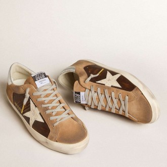 Golden Goose Super-Star Sneakers LTD In Brown Leather And Tobacco Suede With White Star GMF00665.F006001.55601