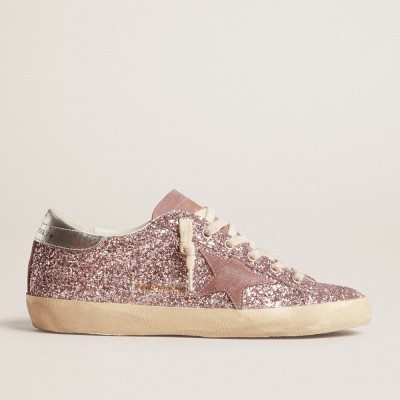 Golden Goose Super-Star Sneakers LTD In Glitter With Suede Star And Silver Heel Tab GWF00101.F005942.82670