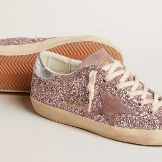 Golden Goose Super-Star Sneakers LTD In Glitter With Suede Star And Silver Heel Tab GWF00101.F005942.82670