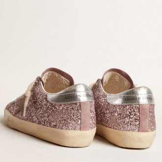 Golden Goose Super-Star Sneakers LTD In Glitter With Suede Star And Silver Heel Tab GWF00101.F005942.82670