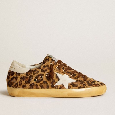 Golden Goose Super-Star Sneakers LTD In Leopard-print Pony Skin With Leather Star And Heel Tab GWF00101.F006579.55630