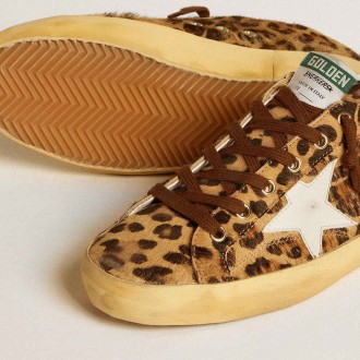 Golden Goose Super-Star Sneakers LTD In Leopard-print Pony Skin With Leather Star And Heel Tab GWF00101.F006579.55630