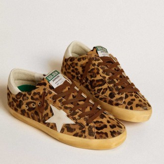 Golden Goose Super-Star Sneakers LTD In Leopard-print Pony Skin With Leather Star And Heel Tab GWF00101.F006579.55630