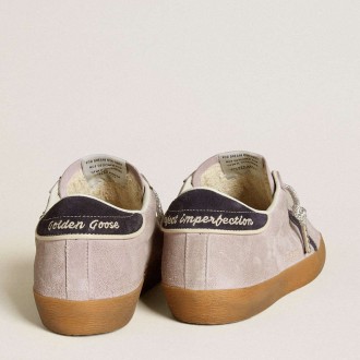 Golden Goose Super-Star Sneakers LTD In Lilac Suede With Midnight Blue Suede Star And Heel Tab GWF00101.F006544.45436