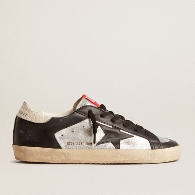 Golden Goose Super-Star Sneakers LTD In Metallic Leather With Black Leather Star And Inserts GWF00476.F005946.70149