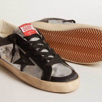 Golden Goose Super-Star Sneakers LTD In Metallic Leather With Black Leather Star And Inserts GWF00476.F005946.70149