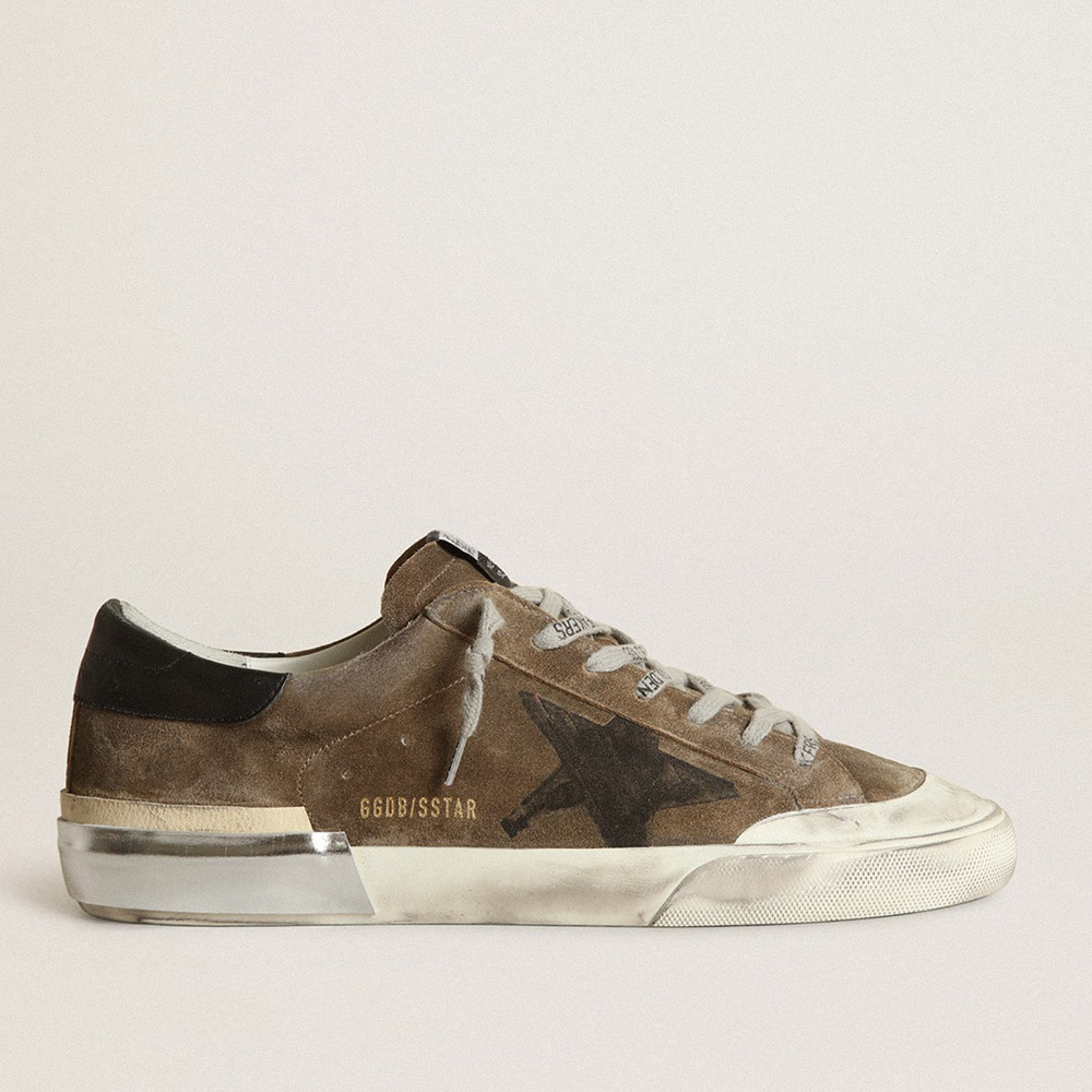 Golden Goose Super-Star Sneakers LTD In Military-green Suede With Screen-printed Star GMF00399.F003422.35800