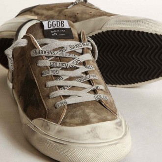 Golden Goose Super-Star Sneakers LTD In Military-green Suede With Screen-printed Star GMF00399.F003422.35800