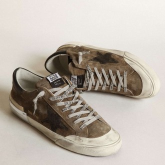 Golden Goose Super-Star Sneakers LTD In Military-green Suede With Screen-printed Star GMF00399.F003422.35800