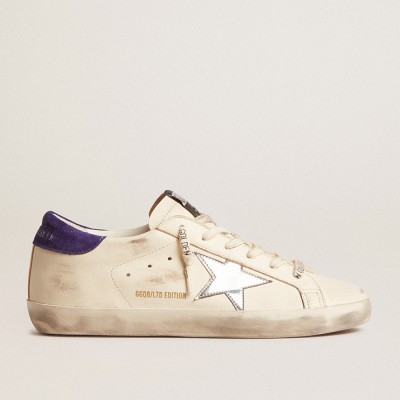 Golden Goose Super-Star Sneakers LTD In Nappa With Metallic Star And Purple Suede Heel Tab GWF00101.F005854.80277