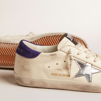 Golden Goose Super-Star Sneakers LTD In Nappa With Metallic Star And Purple Suede Heel Tab GWF00101.F005854.80277