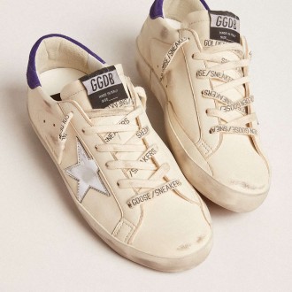 Golden Goose Super-Star Sneakers LTD In Nappa With Metallic Star And Purple Suede Heel Tab GWF00101.F005854.80277