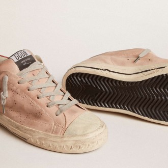 Golden Goose Super-Star Sneakers LTD In Pink Nubuck With Perforated Star And Leather Heel Tab GWF00737.F005861.25727