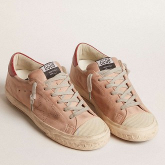 Golden Goose Super-Star Sneakers LTD In Pink Nubuck With Perforated Star And Leather Heel Tab GWF00737.F005861.25727