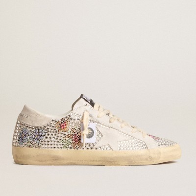 Golden Goose Super-Star Sneakers LTD In Swarovski Crystals With Suede Star And Heel Tab GWF00101.F005775.11833