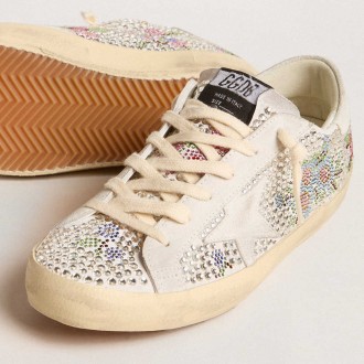 Golden Goose Super-Star Sneakers LTD In Swarovski Crystals With Suede Star And Heel Tab GWF00101.F005775.11833