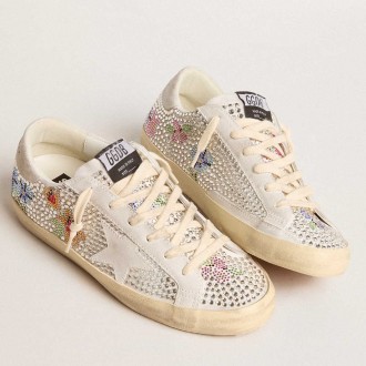 Golden Goose Super-Star Sneakers LTD In Swarovski Crystals With Suede Star And Heel Tab GWF00101.F005775.11833