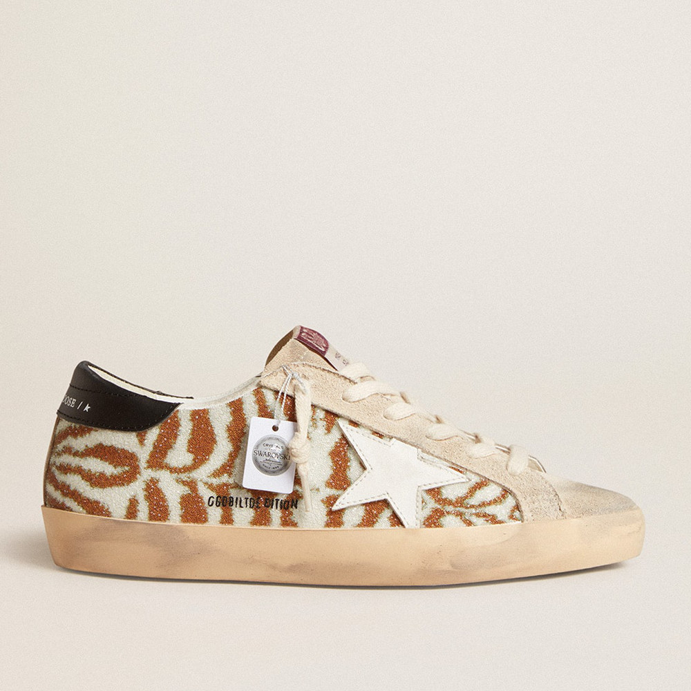 Golden Goose Super-Star Sneakers LTD In Zebra-effect Swarovski With A White Leather Star GWF00101.F005974.82673