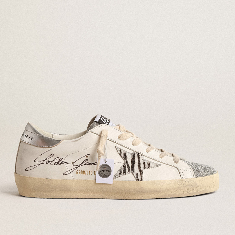 Golden Goose Super-Star Sneakers LTD With Silver Swarovski Crystal Tongue GWF00101.F004661.82326