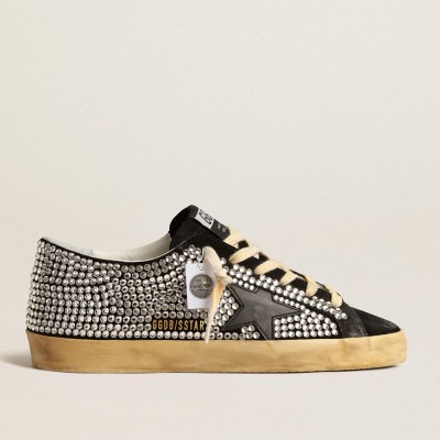 Golden Goose Super-Star Sneakers LTD With Swarovski Crystals And Black Leather Star GWF00101.F004091.90100