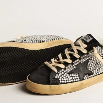 Golden Goose Super-Star Sneakers LTD With Swarovski Crystals And Black Leather Star GWF00101.F004091.90100