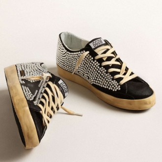 Golden Goose Super-Star Sneakers LTD With Swarovski Crystals And Black Leather Star GWF00101.F004091.90100