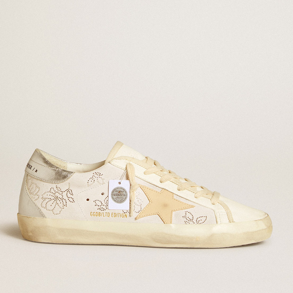 Golden Goose Super-Star Sneakers LTD With Swarovski Crystals And Smoke Gray Leather Star GWF00102.F006324.11968