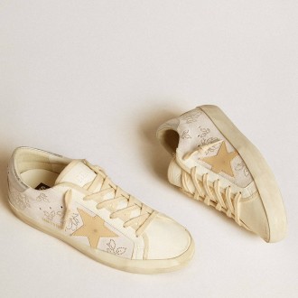 Golden Goose Super-Star Sneakers LTD With Swarovski Crystals And Smoke Gray Leather Star GWF00102.F006324.11968