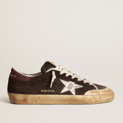 Golden Goose Super-Star Sneakers Penstar In Brown Suede With A Platinum Star GMF00107.F003375.55493